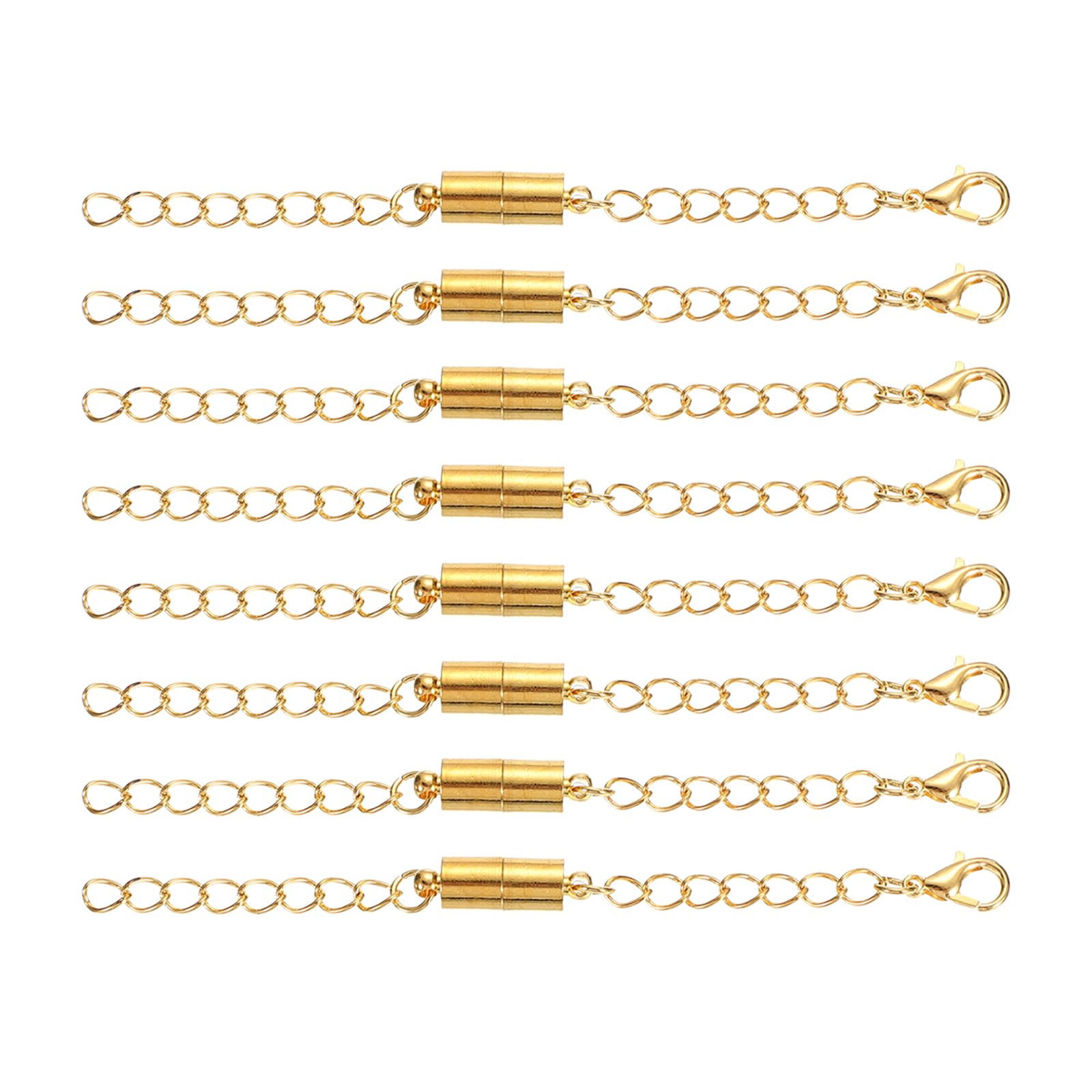 PATIKIL 3.9 Inch Magnetic Necklace Extender, 8 Pack Necklace Clasps Chain Extenders Extension for Necklaces Bracelet Jewelry Making, Golden