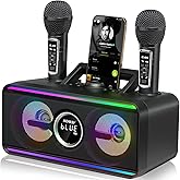 SDRD 216 Bluetooth Karaoke Machine for Adult Kid with Storage and Charging Station, Powerful Karaoke System, 12H Playtime, Rechargeable Wirless Microphone, Support USB/AUX Indoor Outdoor