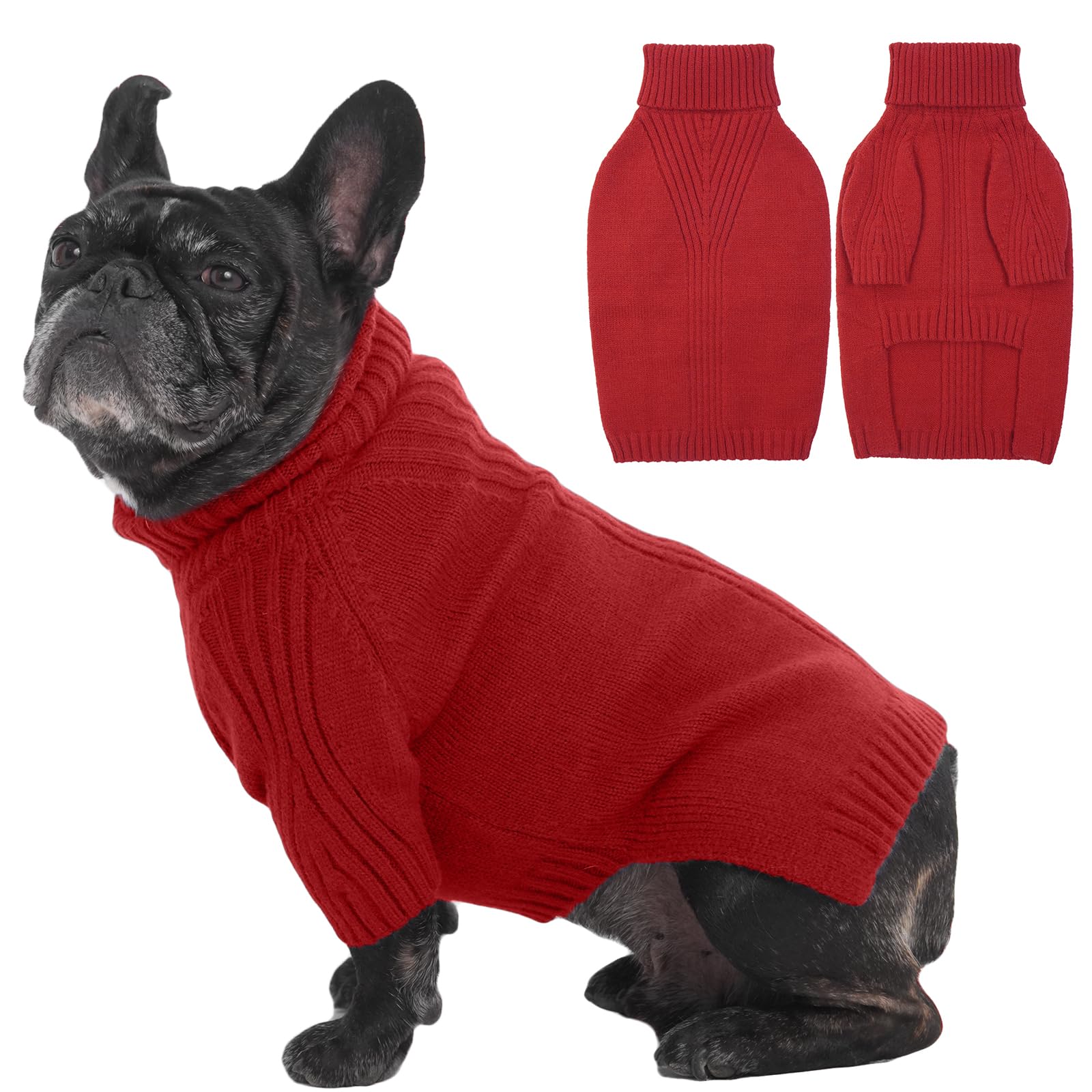 IECOii Dog Jumpers,Large Dog Christmas Jumper Fall Winter Clothing,Turtleneck Thick Warm Boy Girl Dog Jumper,Large Dog Sweater for Big Dogs Corgi French Bulldog Pug Warm Jumper,Doggy Cute Knitwear — image 1