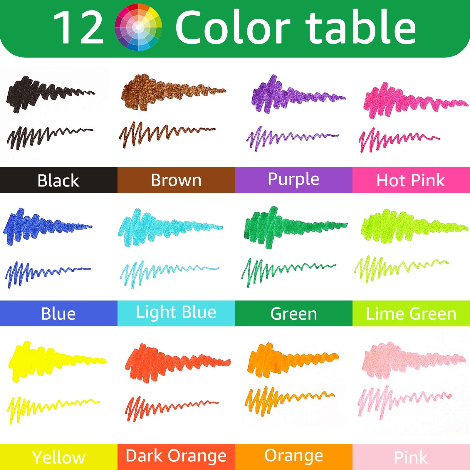 PuTwo Dual Brush Pens in 12 Colors: Dual Flexible Tips (Fine 0.8mm, Brush 1-2mm), Watercolor Paint Markers for Adults Coloring, Art Project