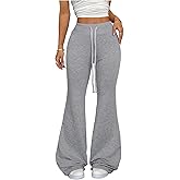 WDIRARA Women's Drawstring Waist Flare Bell Bottom Pants Stretch Long Sweatpants