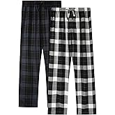 BAMBOO COOL Men's Pajama Bottoms Plaid Pajamas Pants for Men Soft Long Lounge Woven Pj Sleep Pant with Pockets