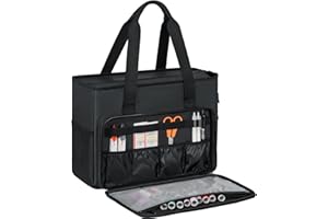 GMAK Embroidery Storage Bag, Embroidery Project Carrying Bags for Embroidery Kit/Cross Stitch Supplies/Stitch Tools Kit, Embroidery Supplies Storage Tote Case with Multiple Pockets, Bag Only, Black