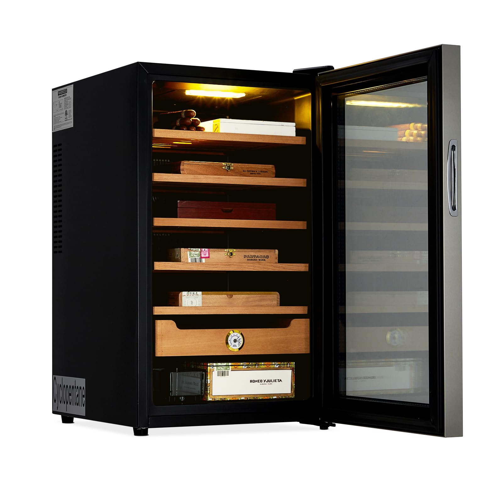 Photo 1 of ***DAMAGED DOOR****
Cigar Humidor Cabinet 500 Count, 3 in 1 70L Electric Humidor with Hygrometer, Humidifier, Cooling Fan & Spanish Cedar Lining, Lights Control System, Desktop Multi Large Drawers, Gift for Cigar Lovers
