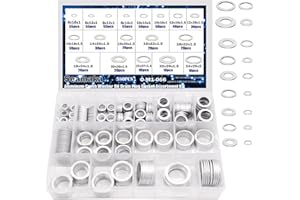 Seamaka 580PCS Oil Crush Washer,18 Sizes Oil Drain Plug Gaskets Assortment Kit,Automotive Aluminum Drain Plug Washer M6 M8 M10 M12 M14 M16 M18 M20 M22 M24