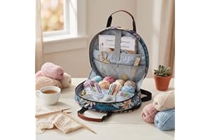 Embroidery Supply Kit Storage, Cross Stitch Storage Bag, Portable Craft Carry Case with Multiple Pocket for Floss Hoop Thread