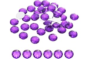 MECCANIXITY Flat Back Round Acrylic Rhinestones,12mm Purple Flatback Crystal Rhinestones for Crafts Clothes Shoes DIY Decorat