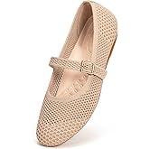 Frank Mully Women's Mary Jane Flats Comfortable Dressy Ballet Flats Casual Round Toe Slip On Washable Knitted Fabric Office Work Woman Shoes