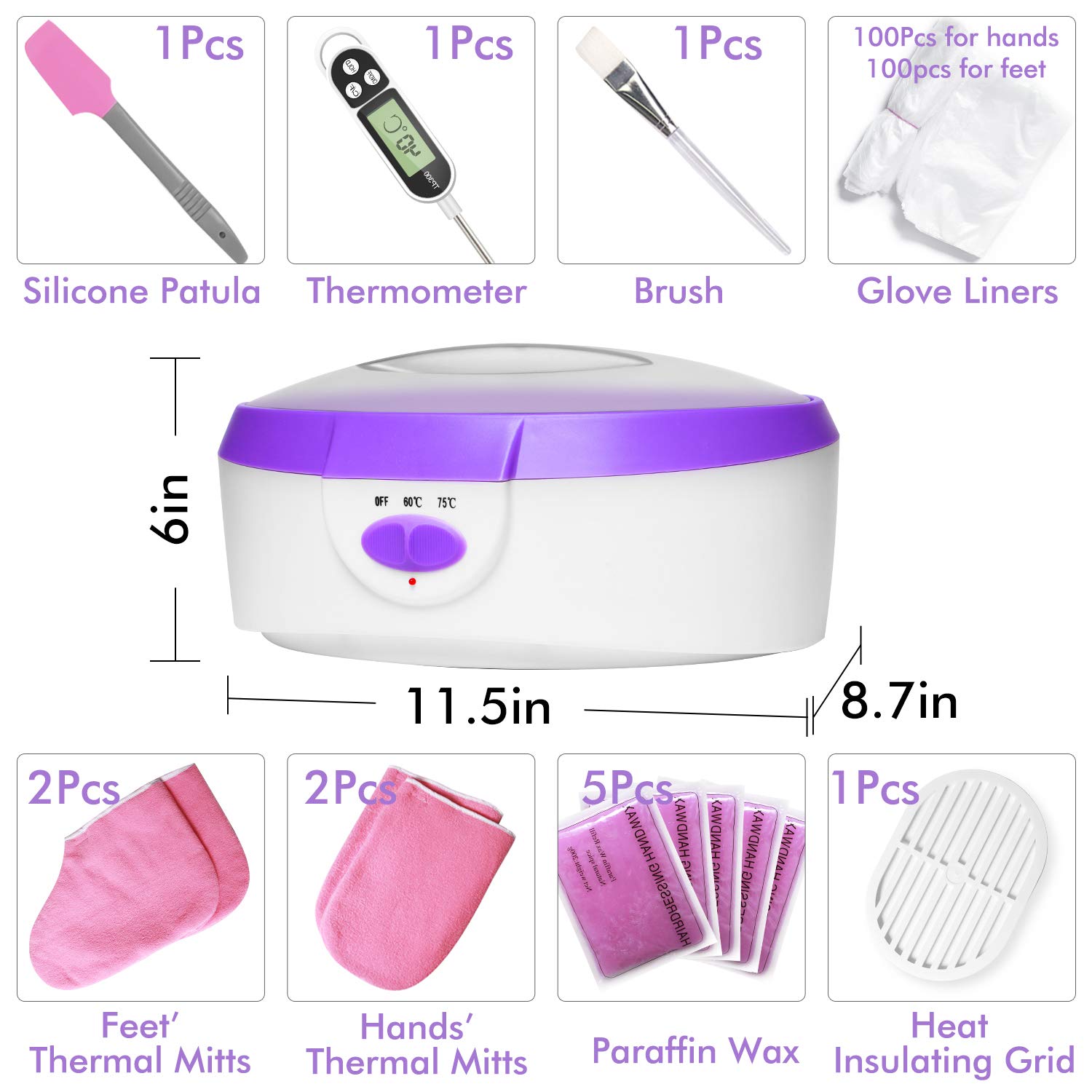 Paraffin Wax Machine for Hand and Feet - Paraffin Wax Bath BTArtbox Paraffin Wax Warmer with 1000g Paraffin Wax 200pcs Liners 2pcs Mitts 2pcs Booties for Smooth and Soft Skin : Beauty