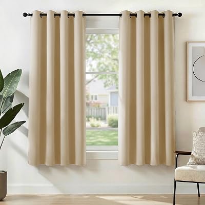 Deconovo Blackout Curtains Eyelet 46x63 Biscotti Beige 2 Panels