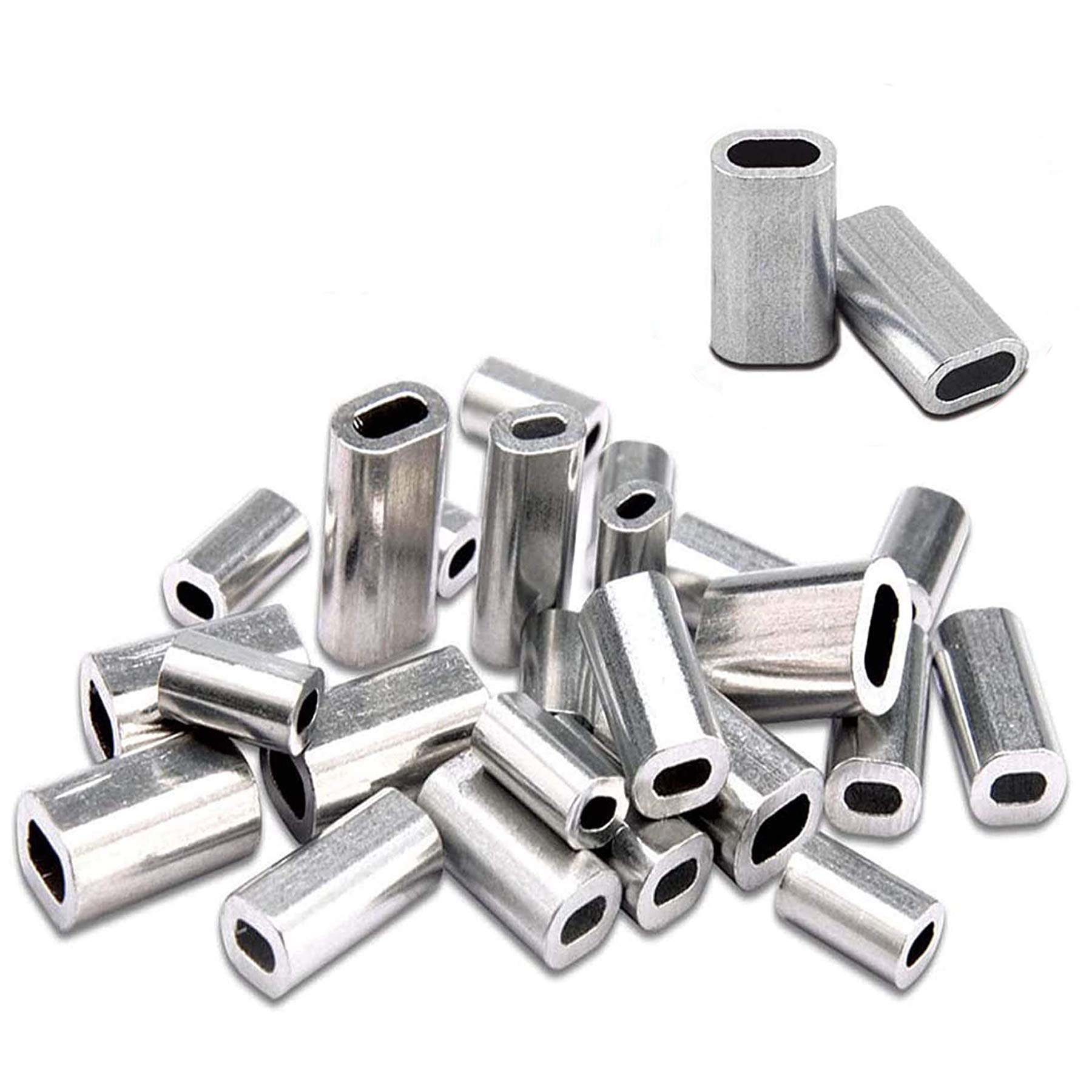 Aluminum Single Barrel Crimp Sleeves 100pcs Round Fishing Line Tube Connectors for Leader Rigging(1.6mm-100pcs)