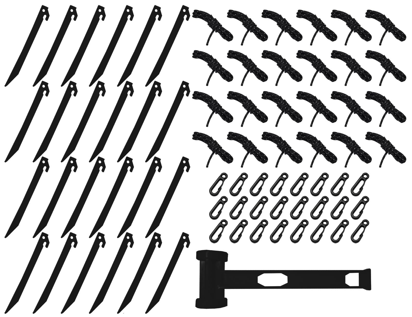 Young Wolf 24-Pack Inflatable Stakes, Black Plastic, Straight, Anchor Stakes for Inflatables, Camping Tents & Canopy