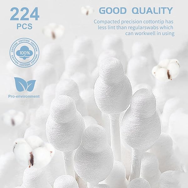 KIDS SAFETY COTTON SWABS WITH LARGE TIPS FOR NEWBORN, BABIES,INFANTS, KIDS, CHILDREN BABY COTTON BUDS WITH PAPER STICK (4 PACKS 224 PCS TOTAL)