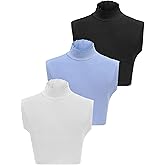 Bencailor 3 Pcs Detachable Collars for Women Ruffled Fake Turtleneck Dickey Collar Winter Mock Blouse Turtle Neck Fake Collar