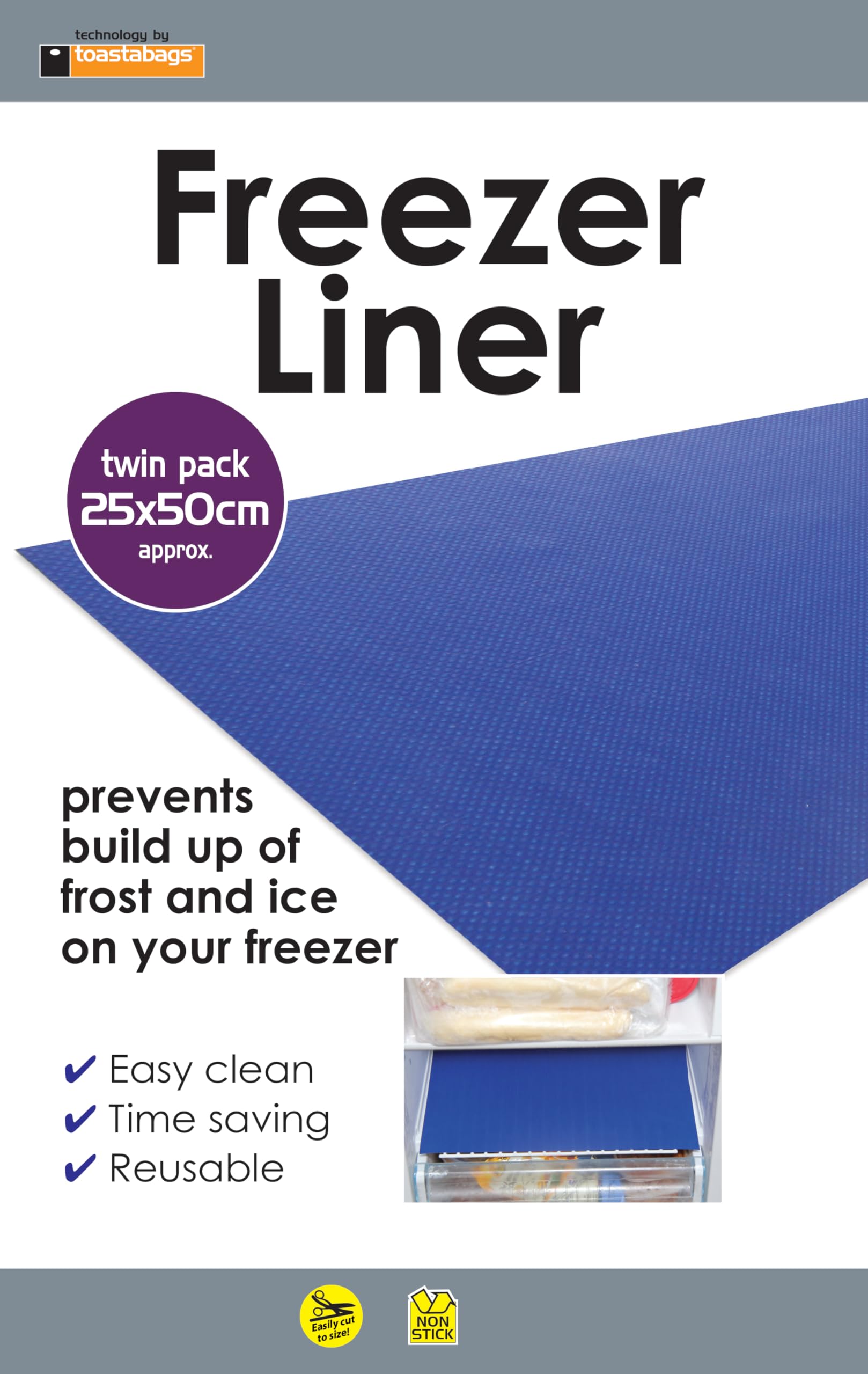 Anti-Frost Freezer Mats (2 Pack) – Non-Stick, Reusable Fridge & Freezer Liners – Easy Clean, Cut-to-Size Shelf Mats for Drawers & Shelves