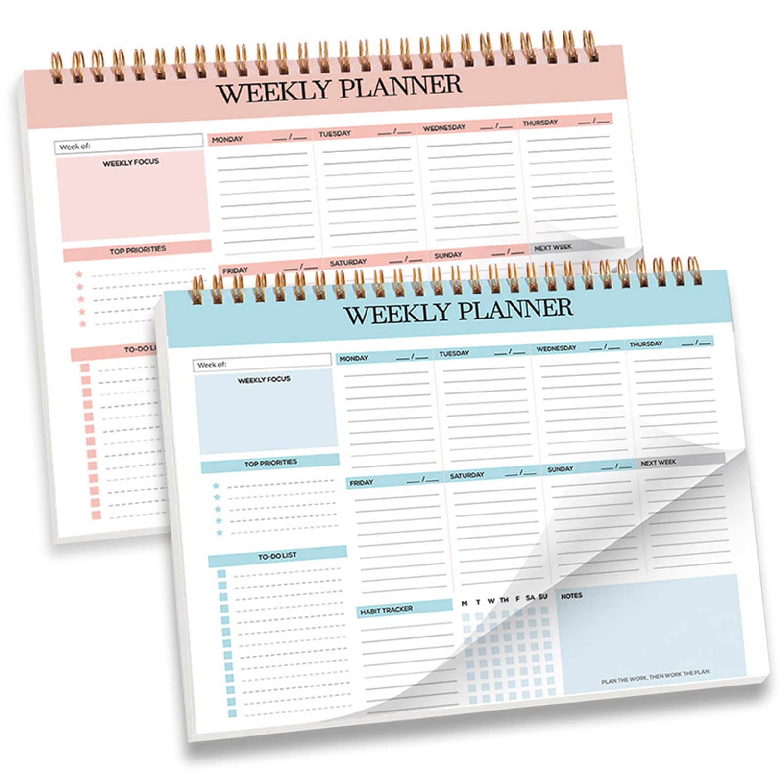 2 Pack To Do List Notepad, Weekly Planner Notepad Undated 52-Page Task Planner, Planning Pad Checklist Productivity Planner, Work Planner with Priorities and Plans & Schedule — image 1