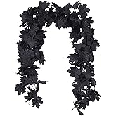 RECUTMS Fall Decor Black Garland, Black Decorations Halloween Garland, Fall Wall Hanging Maple Leaves, Artificial Maple Leaf Vine, Halloween Decorations Clearance,Decoration for Home, Pack of 2