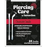 Tattoo Goo Piercing Care Cleansing Swabs, 24 Count, Medicated Cotton Swabs with No Alcohol, Oral & Dermal Aftercare, Antiseptic Formula, Helps Prevent Infection, Irritation and Scarring