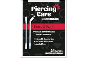 Tattoo Goo Piercing Care Cleansing Swabs, 24 Count, Medicated Cotton Swabs with No Alcohol, Oral & Dermal Aftercare, Antiseptic Formula, Helps Prevent Infection, Irritation and Scarring