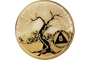 Generic 8 Year/Month Sobriety Mint/AA Recovery Coin/Chip Tree Medallion/Token/Men or Women