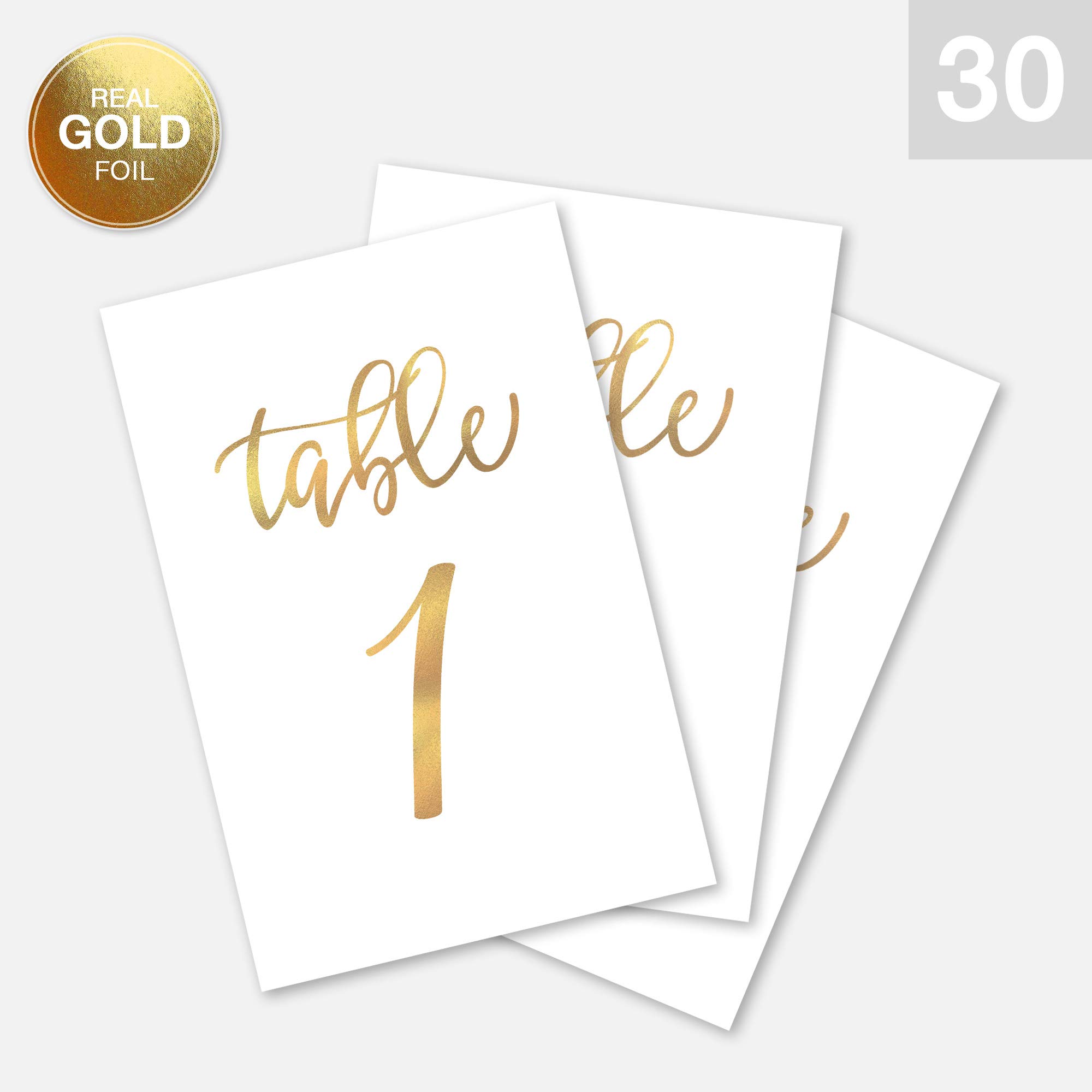 Buy Gold Wedding Table Numbers Cards (130 + Head Table) 4x6" Double