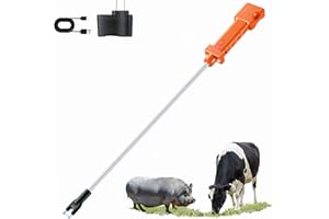 Rechargeable Cattle Prod, Waterproof Electric Livestock Prod with 2 LED Lights, Rechargeable Animal Prod for Farm Ranch Herdi