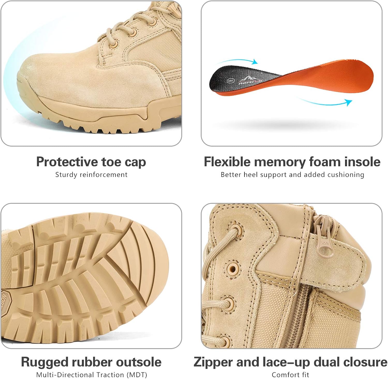 NORTIV 8 Men's Military Tactical Work Boots Hiking Motorcycle Combat Bootie: Shoes