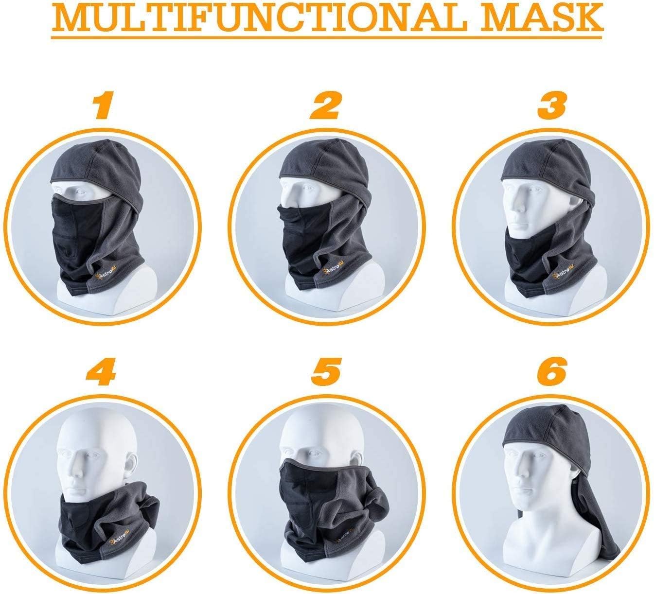 AstroAI Ski Mask Winter Face Mask Balaclava for Cold Weather Windproof Breathable for Men Women Skiing Snowboarding & Motorcycle Riding, Grey: Automotive