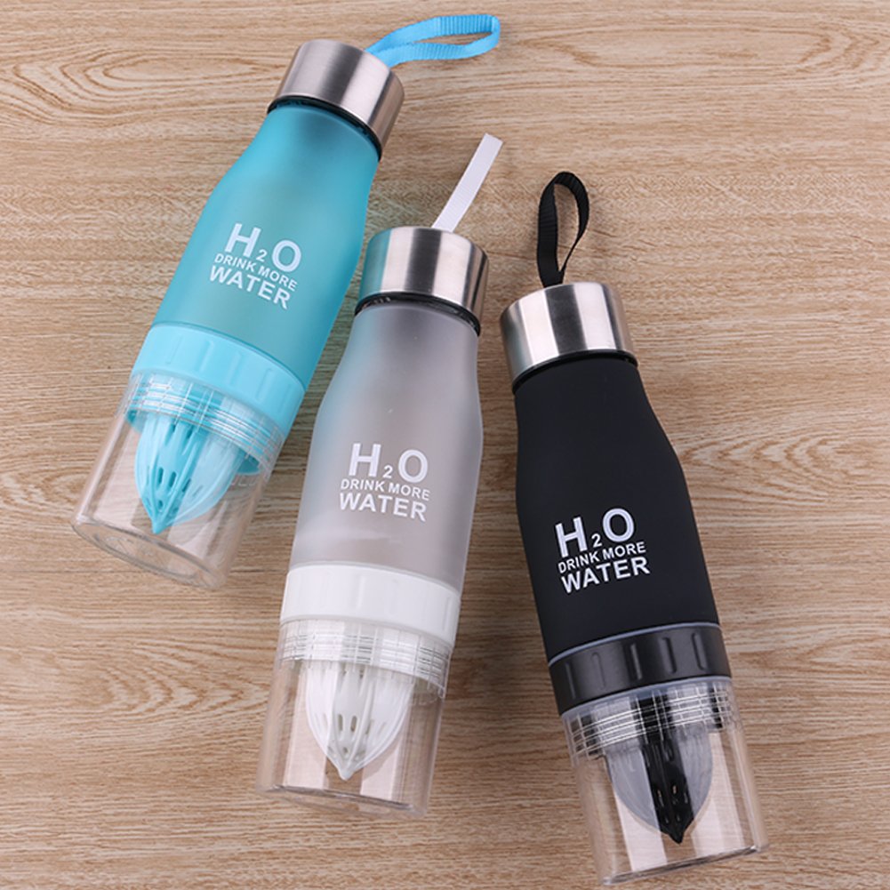 Water Bottle Cups Fruit Lemon 650ml H2O Infusing Health Juice Infuser Squeezer Cup Outdoor Sport Water Bottle - Save Your Money and Hydrate the Healthy Way - Multiple Colors - Black