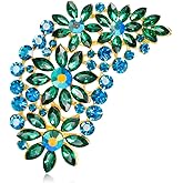 XGALBLA Women's Austrian Crystal Wedding Flower Leaf Shape Bouquet Large Big Brooch Pin