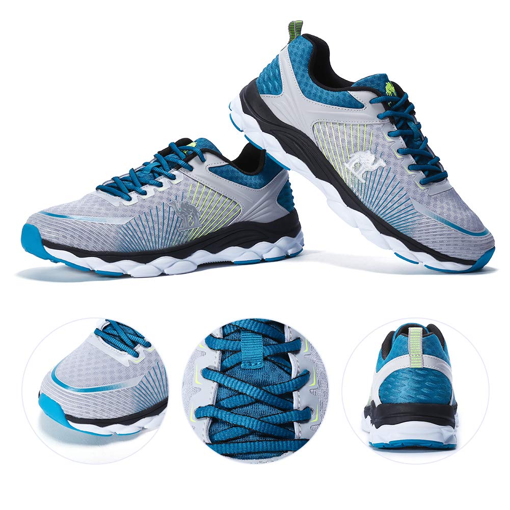 Camel Men’s Running Sneakers Lace-up Lightweight Breathable Mesh Trail Athletic Sport Shoes(Grey/Blue 7)