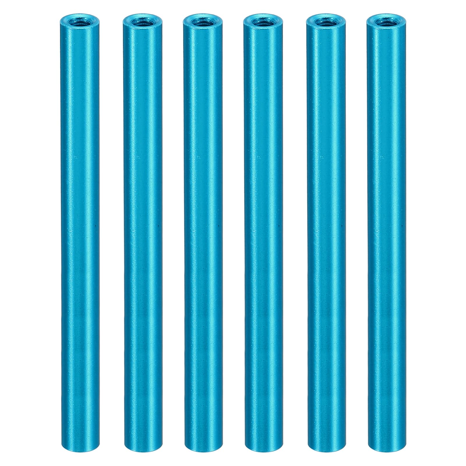 PATIKIL 6pcs M3 Metal Threaded Standoff Spacer Nuts, Round Aluminum Spacers Female Coupling Screws, 1/8" ID x 3/16" OD, Blue, (60mm L)