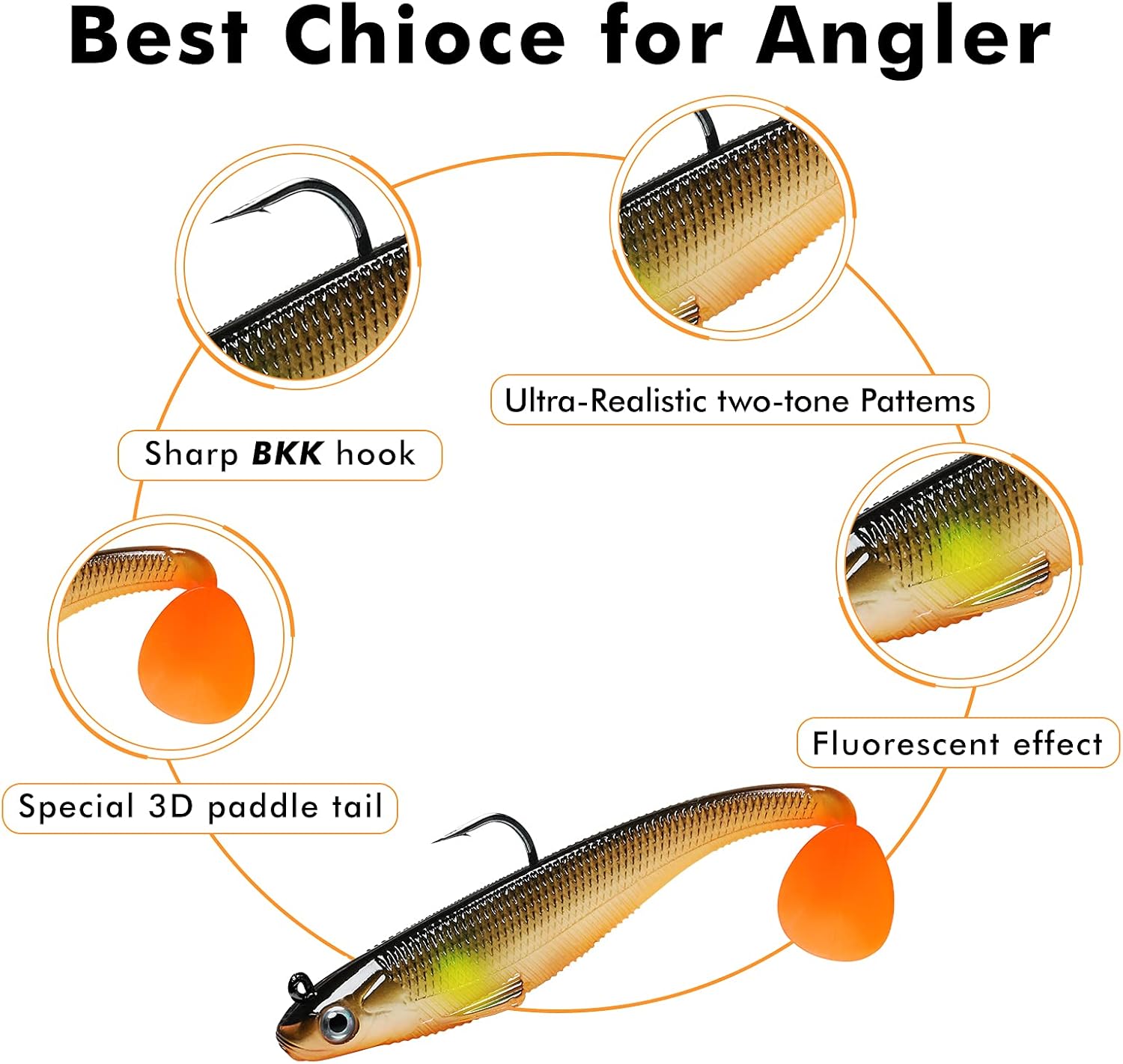 TRUSCEND Fishing Lures for Bass Trout Jighead Lures Paddle Tail Swimbaits Soft Fishing Baits Freshwater Saltwater Jigging Bass Fishing Gear Gifts for Men : Sports & Outdoors