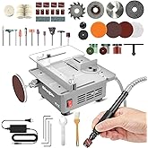 Sinpiode Mini Table Saw, Multi-Functional Desktop Portable Table Saw for Crafts with Adjustable Speed &amp; Angle, All-in-One Cutting, Sanding, Engraving &amp; Drilling Tool for Wood, Plastic,Acrylic, PCB
