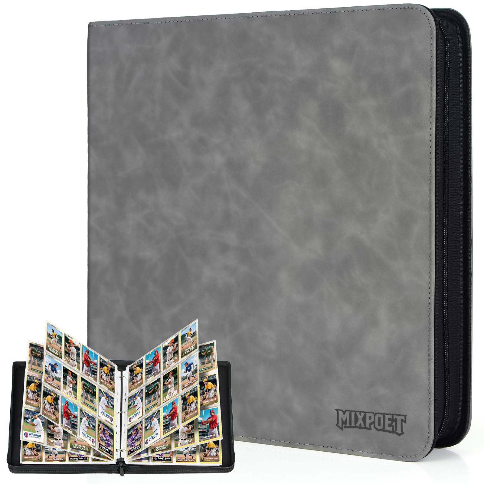 MIXPOET Trading Card Binder, Cards Folder Album with Sleeves, 12 Slot 960 Pockets, Collectible Games Storage Holder, MTG TCG Baseball Football Sports Cards