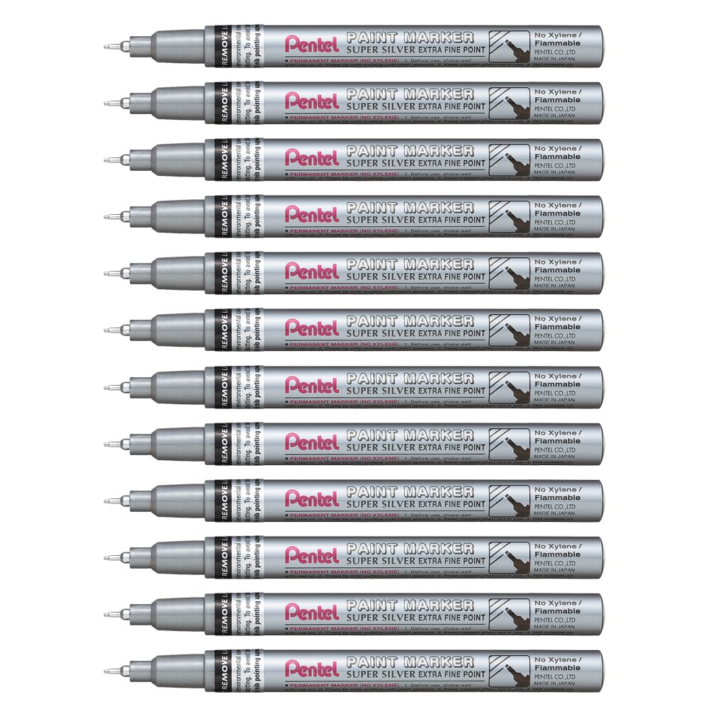 Pentel Extra Fine Paint Marker - Silver (Pack of 12)
