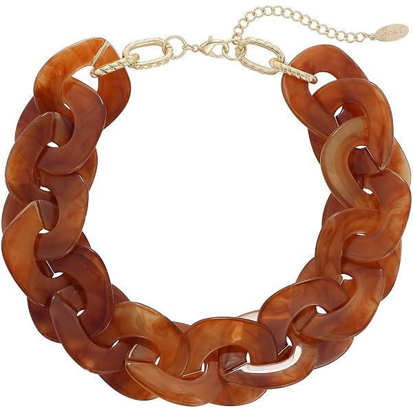 COIRIS Layered Acrylic Bead Necklace - 6 Layer Oval Chain Statement Necklace For Women