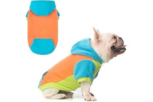 BEAUTYZOO Fleece Dog Hoodie Sweatershirt with Pocket and Leash Hole, Stretchy Small Medium Large Sized Dogs Clothes for Fall Winter Cold Days, Color Designer Warm Dog Jackets,French Bulldog Coats