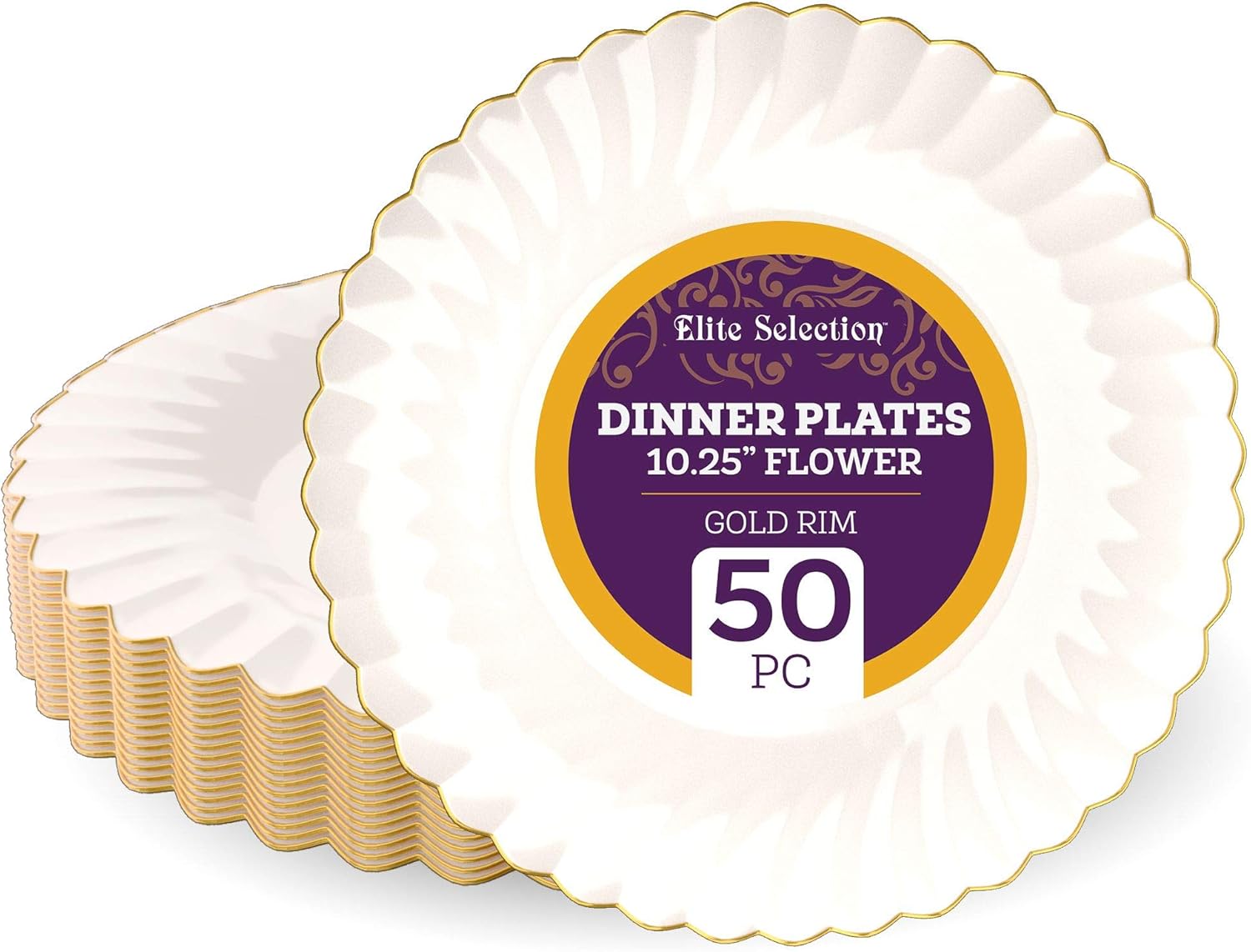 Disposable Plastic Plates Pack of (50) Elegant Salad/Dessert Plates