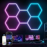 HYPERLITE Hexagon Garage Lights: Gen-IV 5 Grid RGB Hexagon LED Lights with Music Sync Mode, App &amp; Remote Control, Multi-Color Honeycomb Light for Gaming Room, Gym, Garage