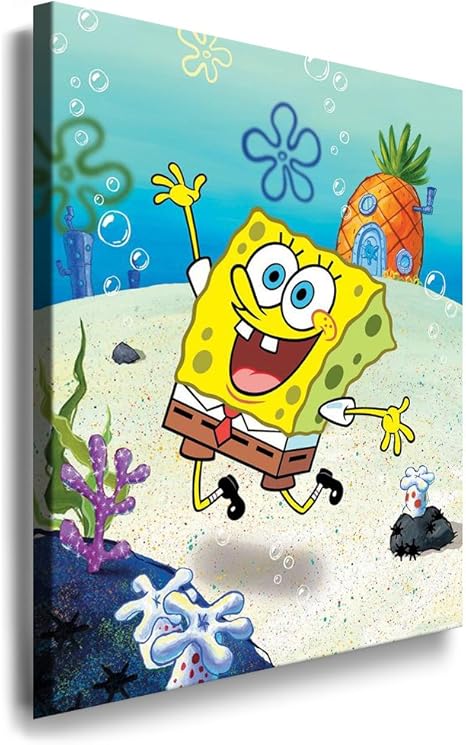 Poster Bob L Eponge Pour Chambre D Enfant 100 X 70 Cm Image Montee Sur Chassis Impression D Art Pop Art Sur Toile Decoration Pour Chambre D Enfant Chambre De Bebe