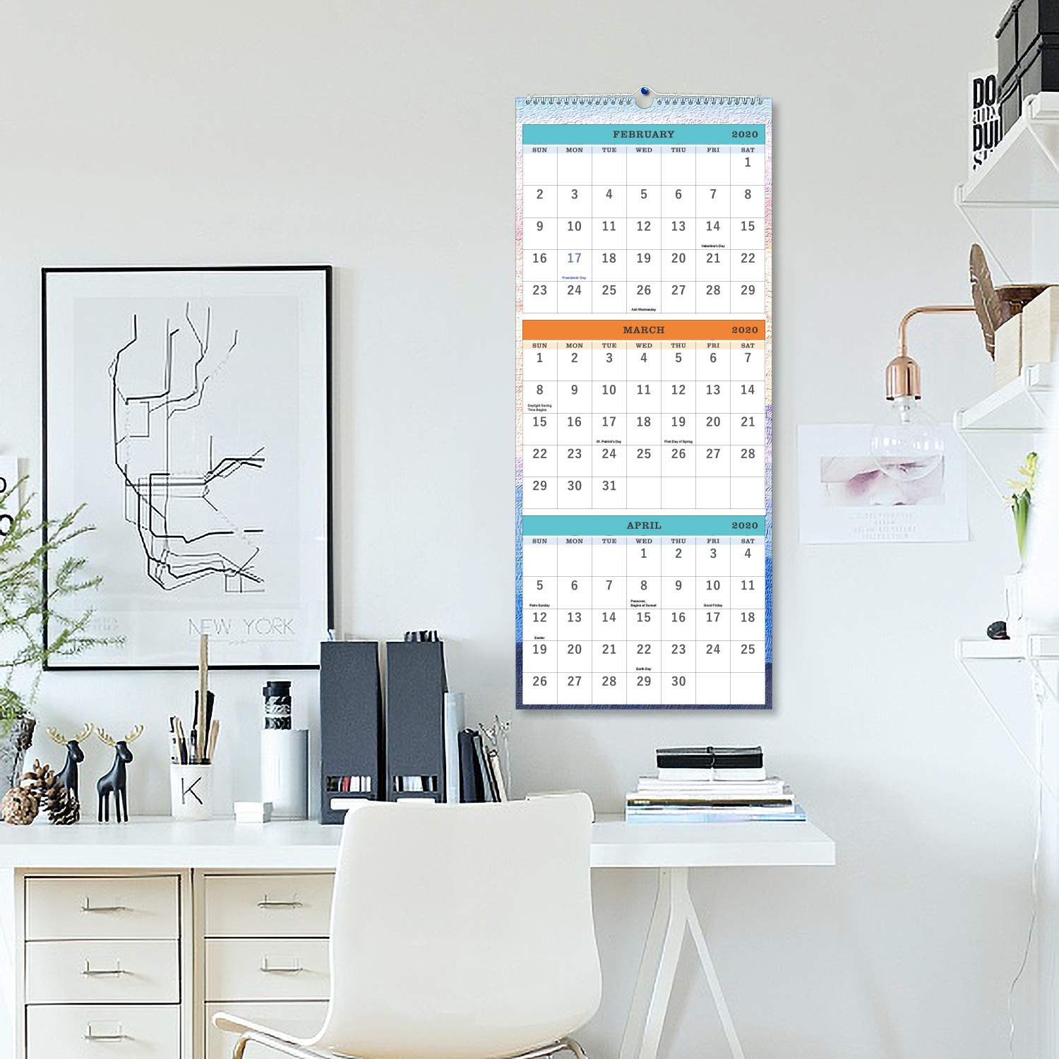 2021 2022 Wall Calendar 3 Month Display Vertical Calendar Calendar 