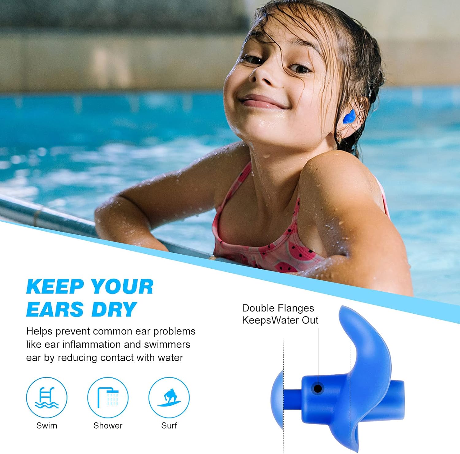 Swimming Ear Plugs, 2021 Pink Blue 4 Pairs AiBast Professional Waterproof Reusable Silicone Earplugs for Swimming Showering Bathing Surfing and Snorkeling with ​Boxes, Suitable for Kids and Adult: Health & Personal Care