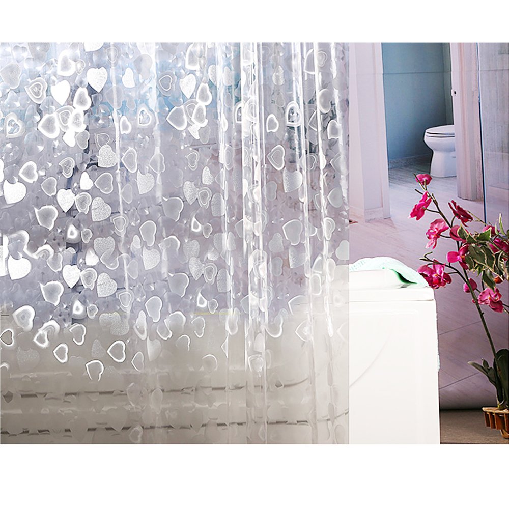 Waterproof Mildewproof Semi Transparent PEVA Shower Curtain, Clear