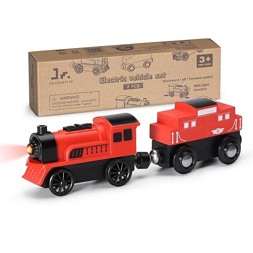 SainSmart Wooden Train Set Accessories, PCS Motorized Train for  Toddlers with Magnetic Connection, Batte