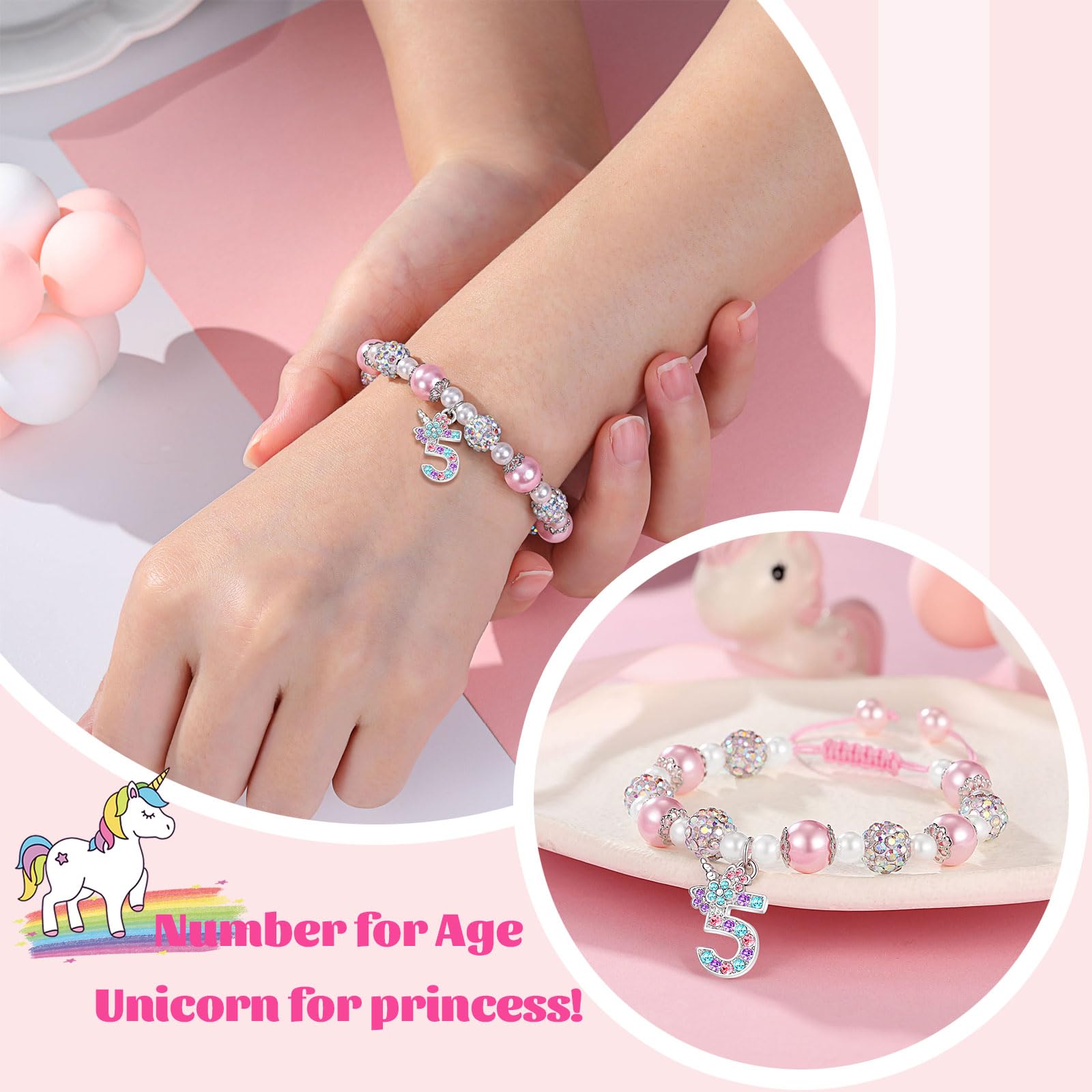 UPROMI Birthday Gifts for 3-12 Year Old Girl Unicorn Bracelet, Christmas Gifts for Daughter/Granddaughter/Niece