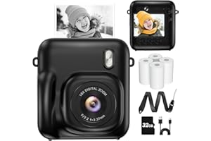 ZOSTUIC Instant Camera, Dual-Lens Kids Camera Instant Print for Boys Girls Christmas Birthday Gifts, 1080P Digital Cameras for Kids Teens with Print Paper, 32GB Card, Toddle Toy for Age 4-12 Years(Black)