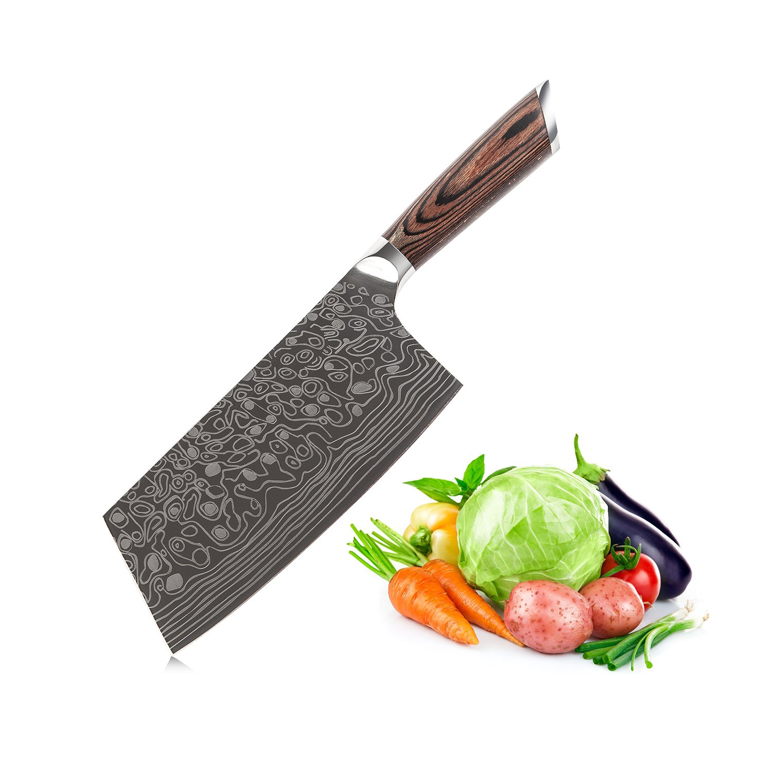EKUER 7Inch Chinese Chef's Meat Chopper Cleaver Butcher Vegetable