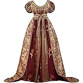 Vibsion Regency Dresses for Women Empire Waist Rose Embroidered Rococo Ball Gown