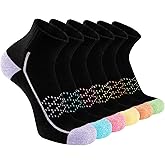 Hepsibah Womens Ankle Athletic Socks Cotton Thick Cushioned Low Cut Running Socks 6 Pack